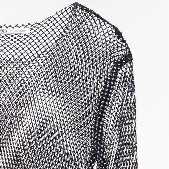 ZARA RHINESTONE MESH MIDI DRESS - Picture 9 of 11